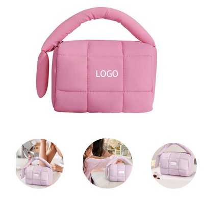 Custom Cute Quilted Waterproof Portable Cosmetic Organizer Makeup Bag