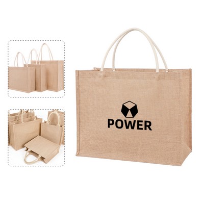 Jute Burlap Tote Bag with Handles