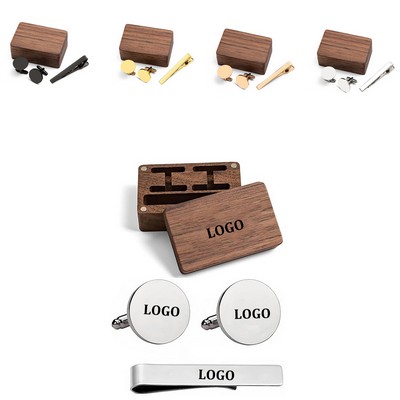 Custom Engrave Cuff Links Tie Clip Set