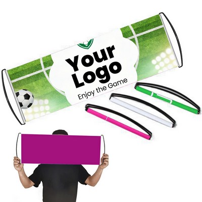 Retractable PE Handheld Cheer Banner, Custom Pull Flag for Event & Election, 9.5" x 27.5"