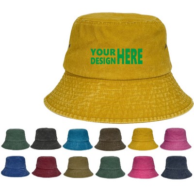 Vintage Washed Denim Bucket Hat