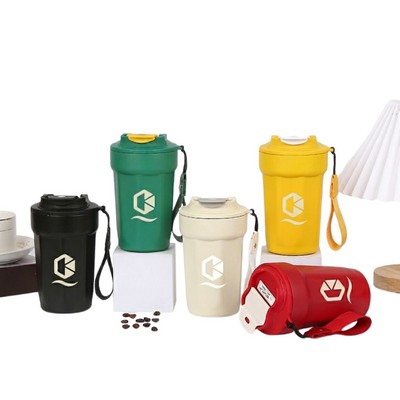 16 oz Octagonal Stainless Steel Tumbler With Strap