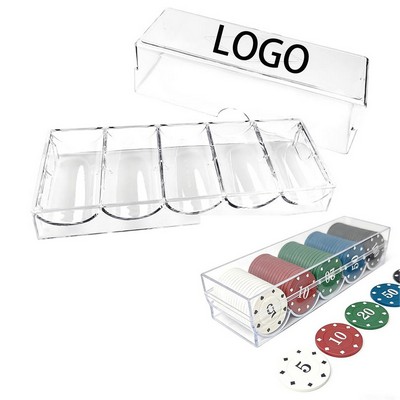 Acrylic Poker Chip Storage Box With Fitted Lid