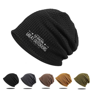 Double Layer Waffle Pattern Warm Knit Beanie