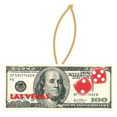Las Vegas Dice $100 Bill Ornament w/ Clear Mirrored Back (4 Square Inch)