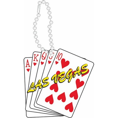 Hearts Royal Flush Key Chain w/ Black Back (3 Square Inch)