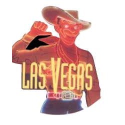 Vegas Vic Neon Cowboy Promotional Magnet w/ Strip Magnet (4 Square Inch)