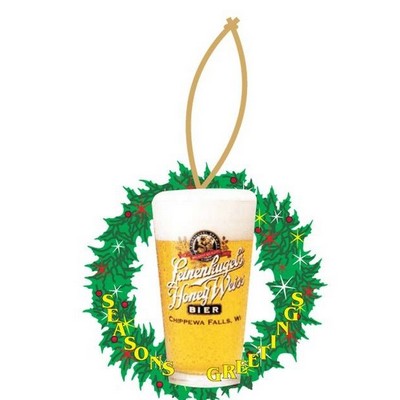 Beer Glass Executive Wreath Ornament w/ Mirrored Back (12 Square Inch)