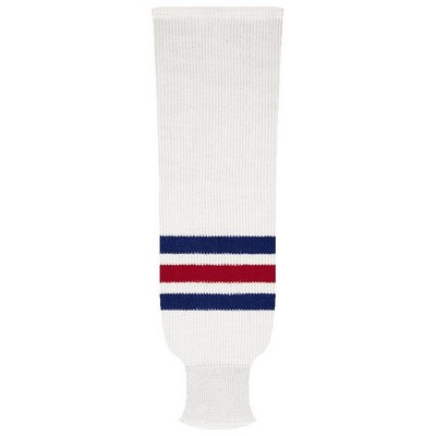 New York Pro Series White Home Socks w/Blue & Red Stripes