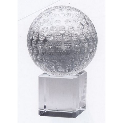 Medium Optical Crystal Golf Ball on Cube Base Award