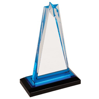 7 1/4" Star Acrylic Award with Blue Accent (Sandblasted)