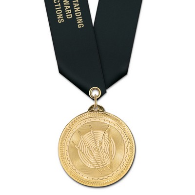 Archery Brite Laser Medal w/Satin Neck Ribbon (2")