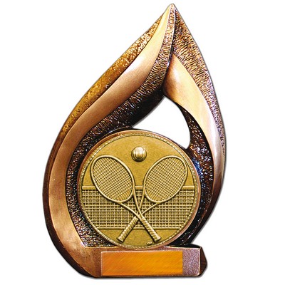 Stock Flame Trophy with 5 1/2" Event Tennis Coin 13"
