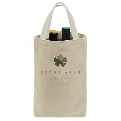 18 Oz. Natural Canvas Two Bottle Wine Tote Bag