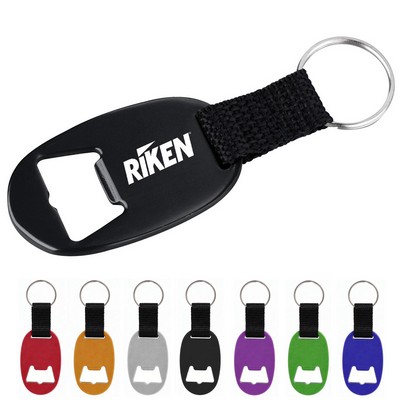 Oval Bottle Opener Keychain w/ Strap