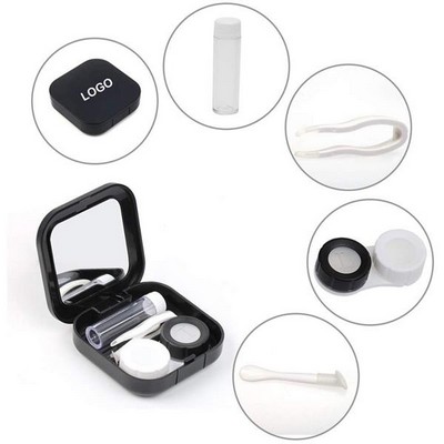 Square Contact Lens Case with Mirror - Compact Travel Kit