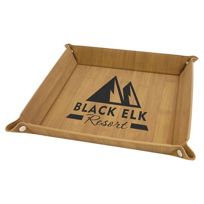 Snap Up Tray, Bamboo Faux Leather, 9 x 9"