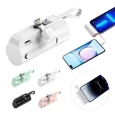 2" 1 Pocket Keychain Emergency Capsule Charger Powerbank Built-in Cable