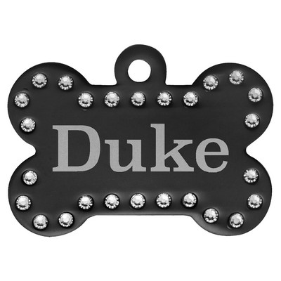 Anodized Aluminum Swarovski Bling Bone Pet Tag