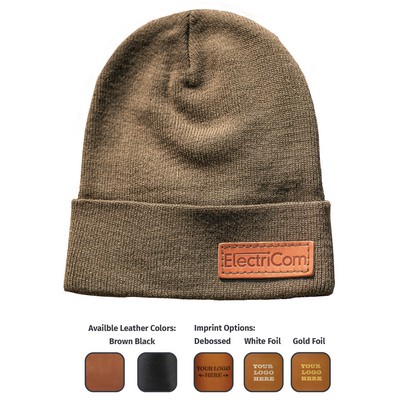 Full-Grain Leather Patch Beanie - Richardson R18