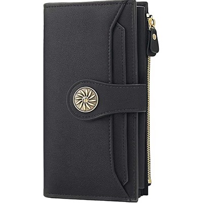 RFID Blocking Large Capacity Luxury Waxed Genuine Leather Clutch Wallet Multi Card Organizer