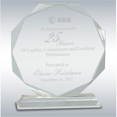 8" Octagon Optical Crystal Personalized Years of Service Award