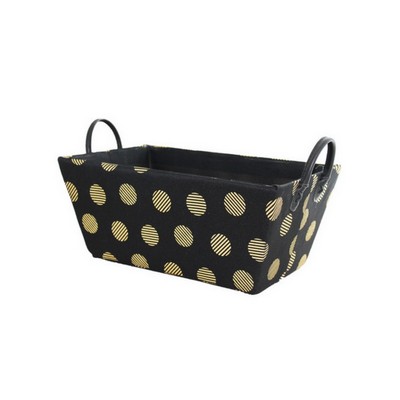 Empty Black & Gold Fabric Storage Basket 15"