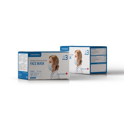 Adult ASTM Level 3 Procedure Blue Face Mask (6.9"x3.75") - Box of 50