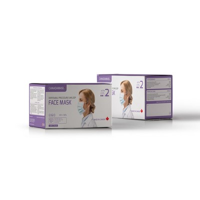 Adult ASTM Level 2 Procedure Blue Face Mask (6.9"x3.75") - Box of 50
