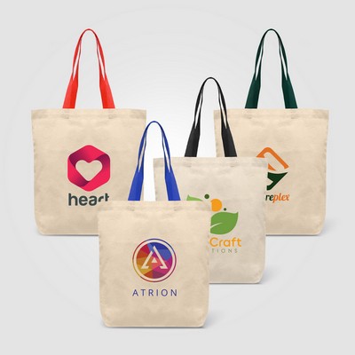 Tonga - 5 oz. Natural Cotton Tote w/ Color Straps - Heat Transfer