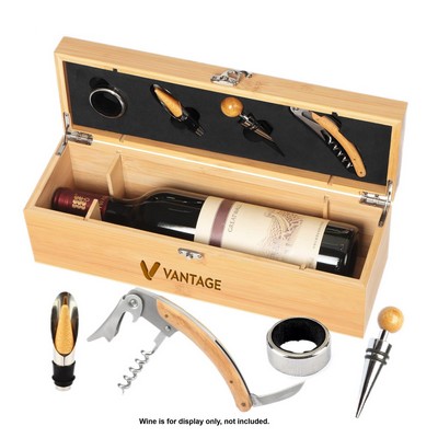 Bamboo Wine Storage Box with Tools - OCEAN