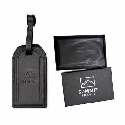 Genuine Leather Luggage Tags Mini Tracker Holder (Gift Box is optional)