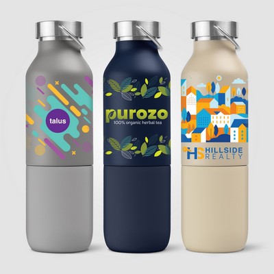 Freya Duo – 2-in-1 20 oz. Double-Wall Recycled Stainless Steel Bottle with 11 oz. Tumbler - Full-Col