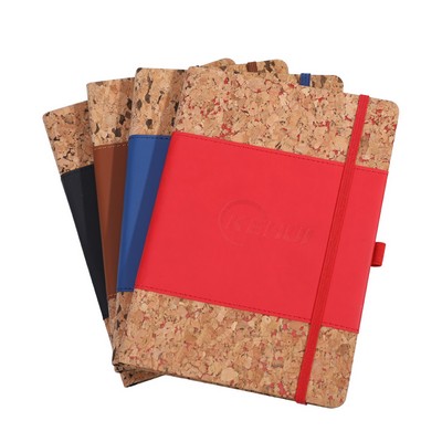 A5 Cork Spliced Notebook w/PU Strap