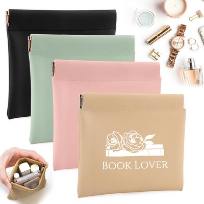 PU Leather Snap Closure Organizer Pouch