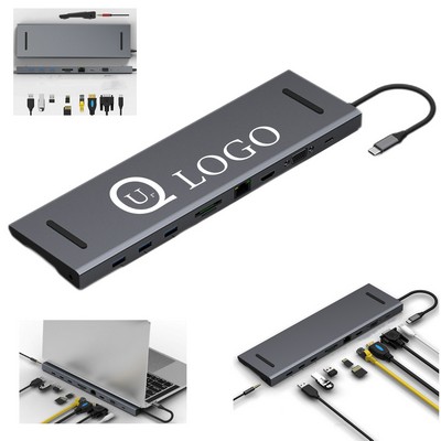 11x3.35x0.67" Type-C 10-In-1 Docking Station
