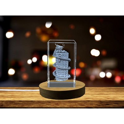 Wat Samphran Temple Crystal Trophy Award - Engraved Thai Architecture