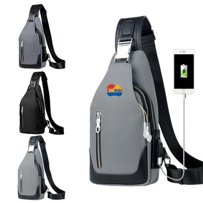 Lightweight Sling Backpack with USB Charging Port