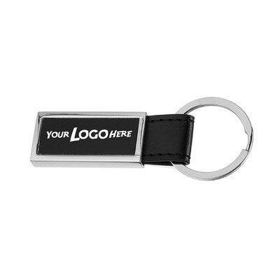 Rectangular Metal & Leather Keychains