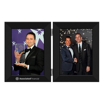 Black Satin Hinged Double 5" x 7" Frame - 1" Wide