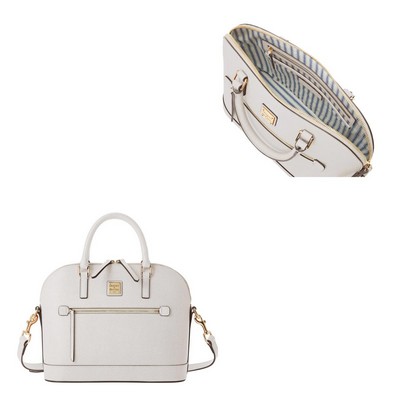 Dooney & Bourke Ecru Saffiano Domed Zip Satchel