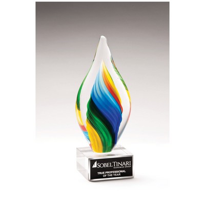 Rainbow Twist on Glass Base Art Glass