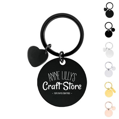 Round Tag Pendant Stainless Steel Keychain
