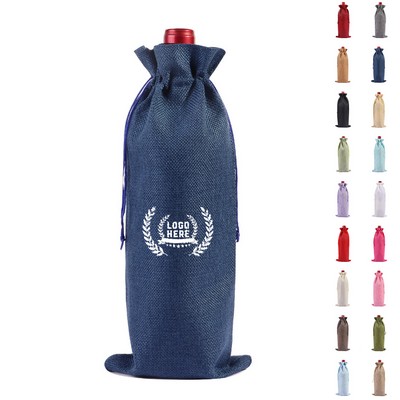 Festive Fabric Wine Pouch with Tie Closure