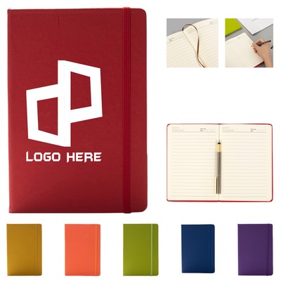 Pu Cover 100 Sheets Notebook W/ Elastic Band Closure