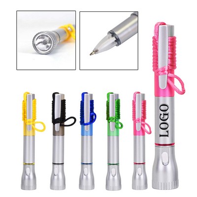 Portable Flashlight With Pen And Lanyard