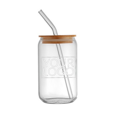 Drinking Glass With Bamboo Lid