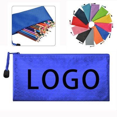 Pencil Pouch With Zippered Cord