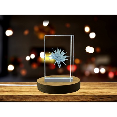 Golden Whimsy 3D Engraved Crystal Yellow Salsify Trophy Award w/LED Base