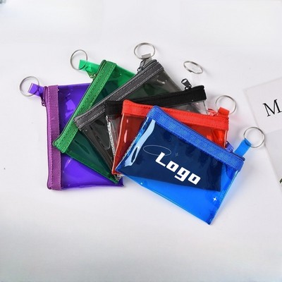 PVC Zippered Coin Pouch w/ Key Ring